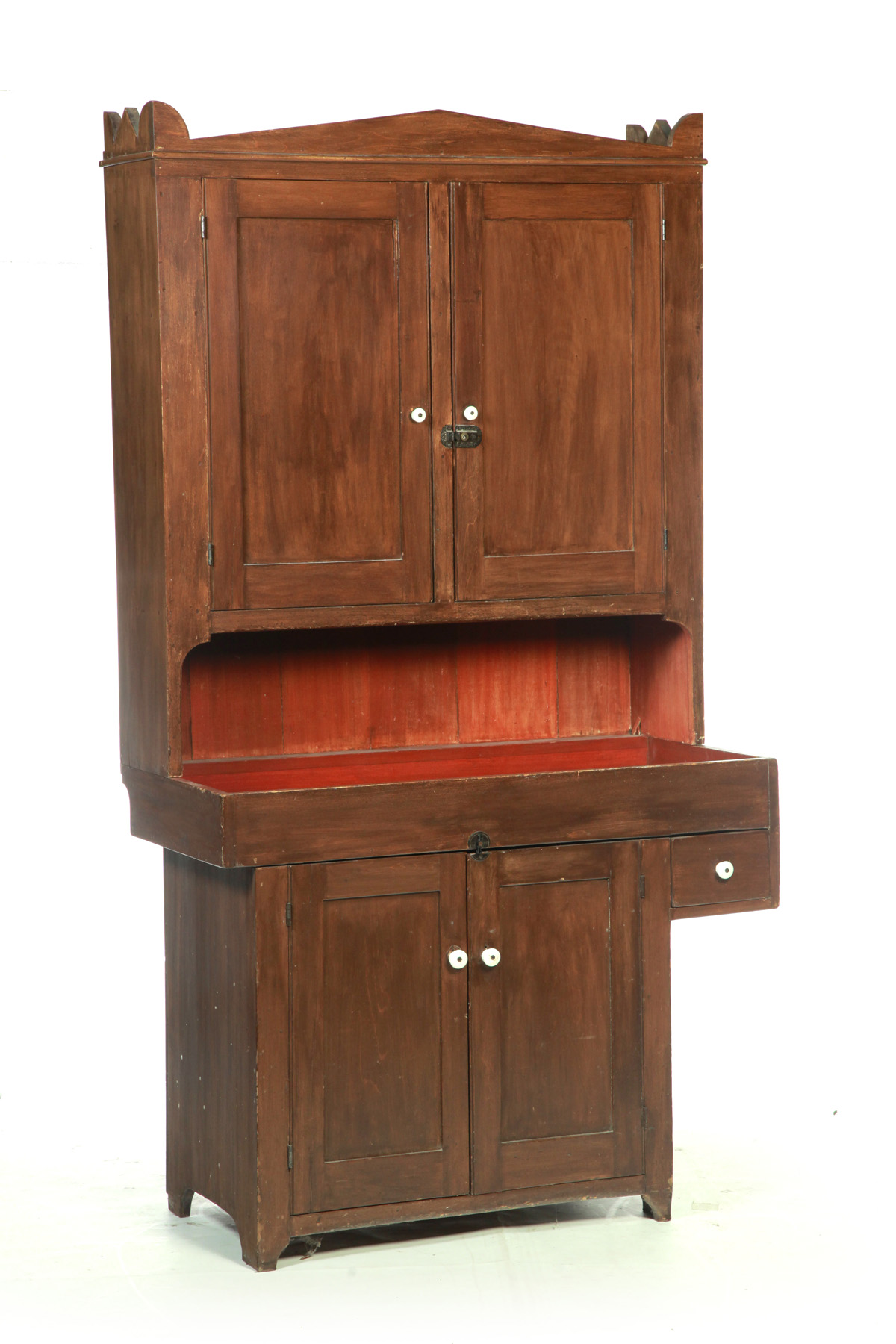 Appraisal: TWO-PIECE DRY SINK WITH CUPBOARD TOP American th quarter- th