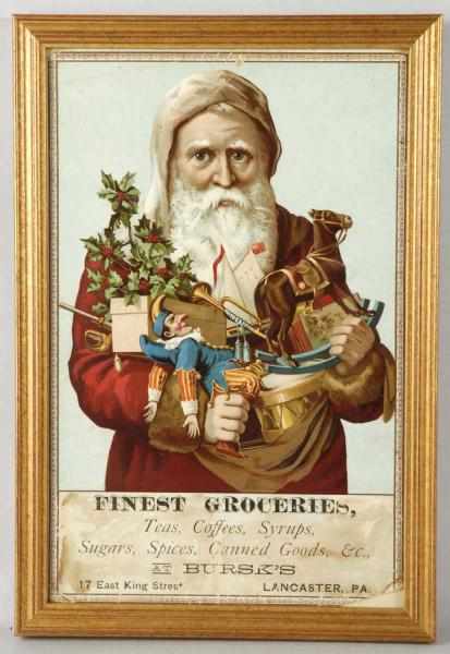 Appraisal: Bursk's Finest Groceries Santa Claus Sign Description Turn-of-the-century Nice cardboard