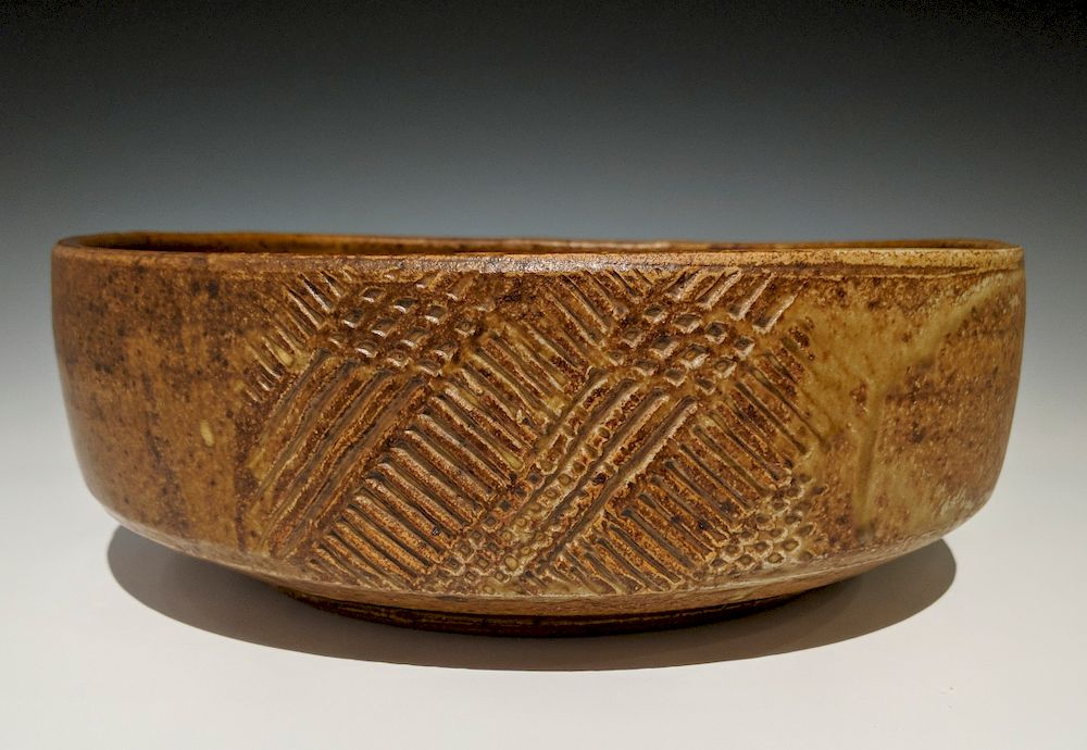 Appraisal: Warren MacKenzie - Shallow bowl with paddled texture Lot Warren