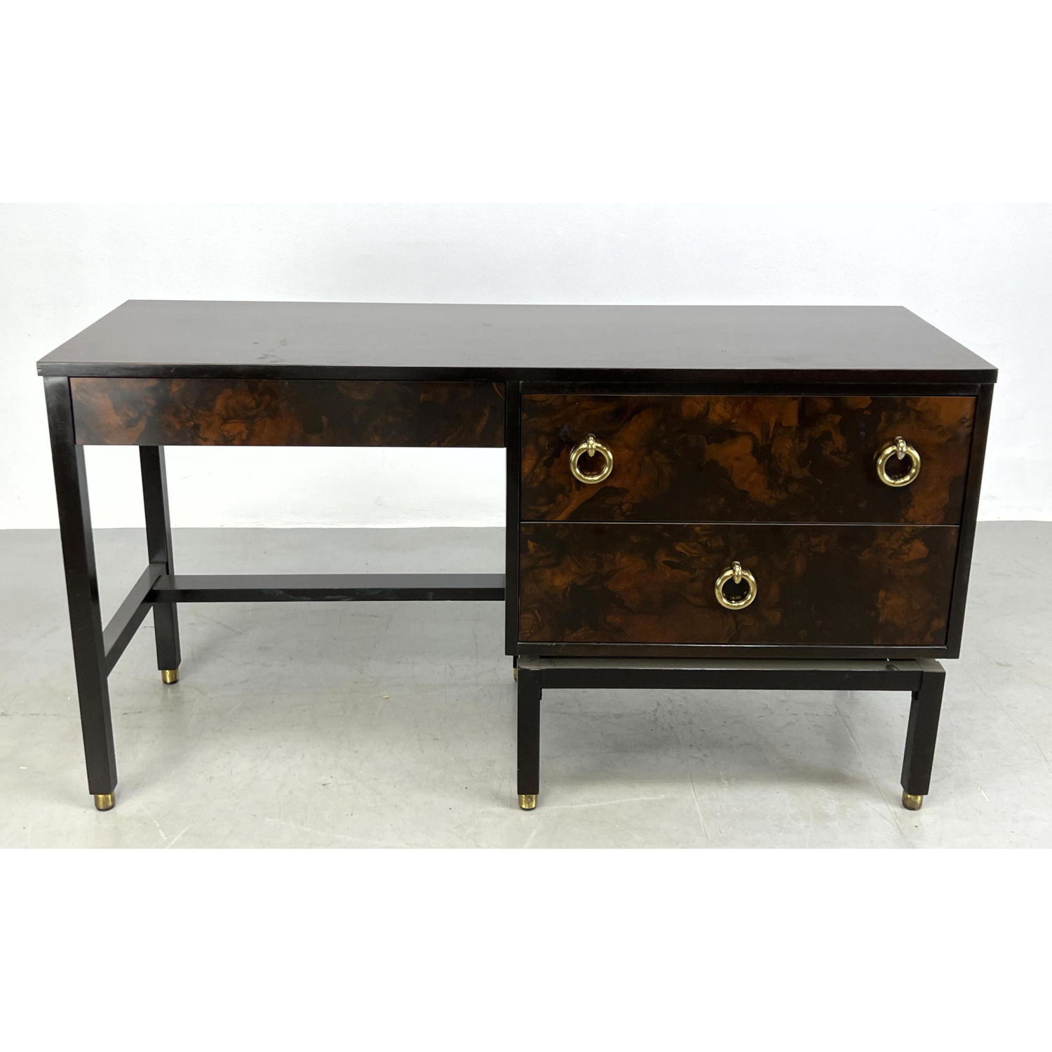 Appraisal: DUNBAR Decorator Desk Cabinet Large ring pulls and faux tortoise