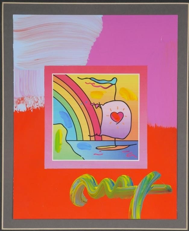 Appraisal: PETER MAX ORIGINAL PAINTINGOriginal Peter Max acrylic painting titled Sailboat