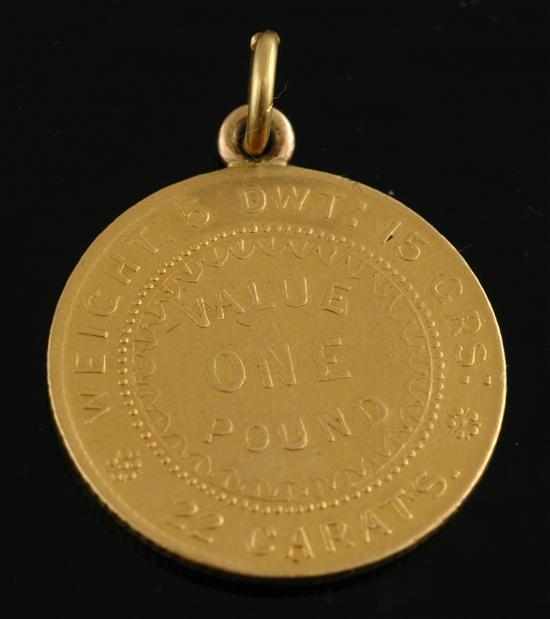 Appraisal: An Antique one pound coin pendant From the Government Assay