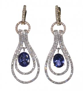 Appraisal: Pair of tanzanite diamond k yellow and white gold earrings