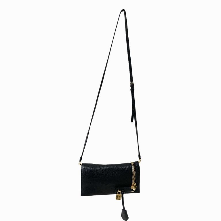 Appraisal: Tom Ford Black Leather Front Lock Crossbody Bag Tom Ford