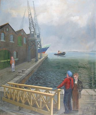 Appraisal: Lionel Charlton c Southampton Docks Signed and titled verso Oil