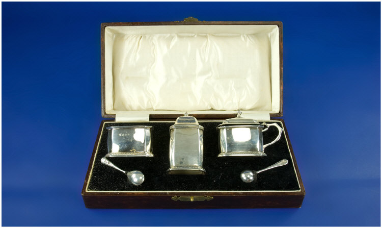 Appraisal: Silver Cruet Set in Original Box Hallmarked Birmingham