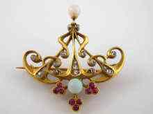 Appraisal: An antique yellow metal tests carat gold Art Nouveau brooch