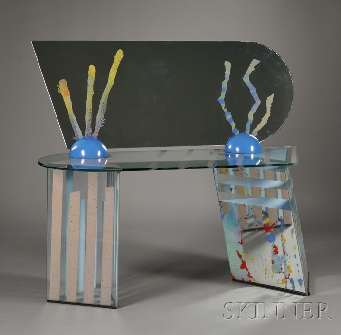 Appraisal: Carmen Spera Memphis Period Dressing Table Painted glass c Four-piece