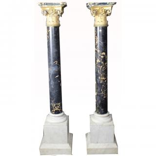 Appraisal: Pair of Large Italian Marble Columns Pair of Large Italian