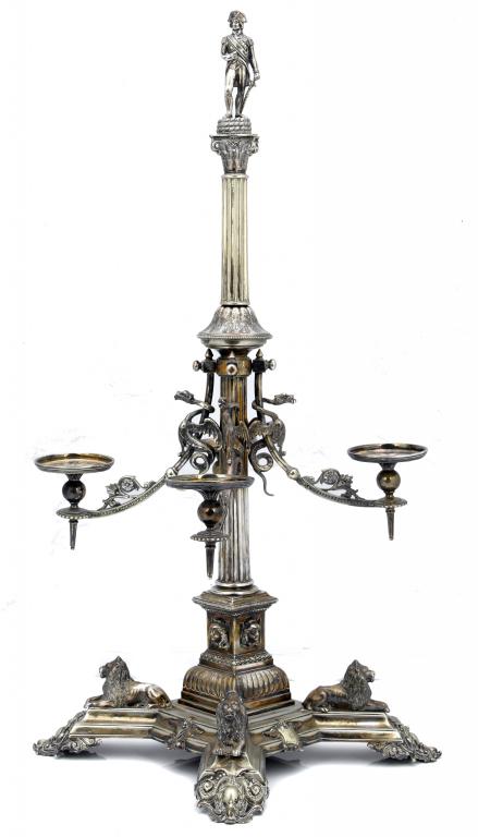 Appraisal: AN UNUSUAL VICTORIAN EPERGNE IN THE FORM OF NELSON'S COLUMN