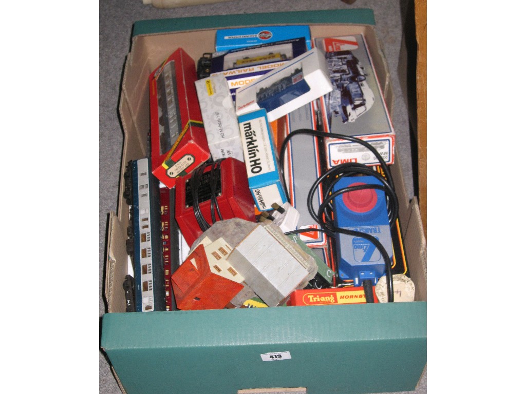 Appraisal: Box of assorted model train equipment Triang Marklin etc