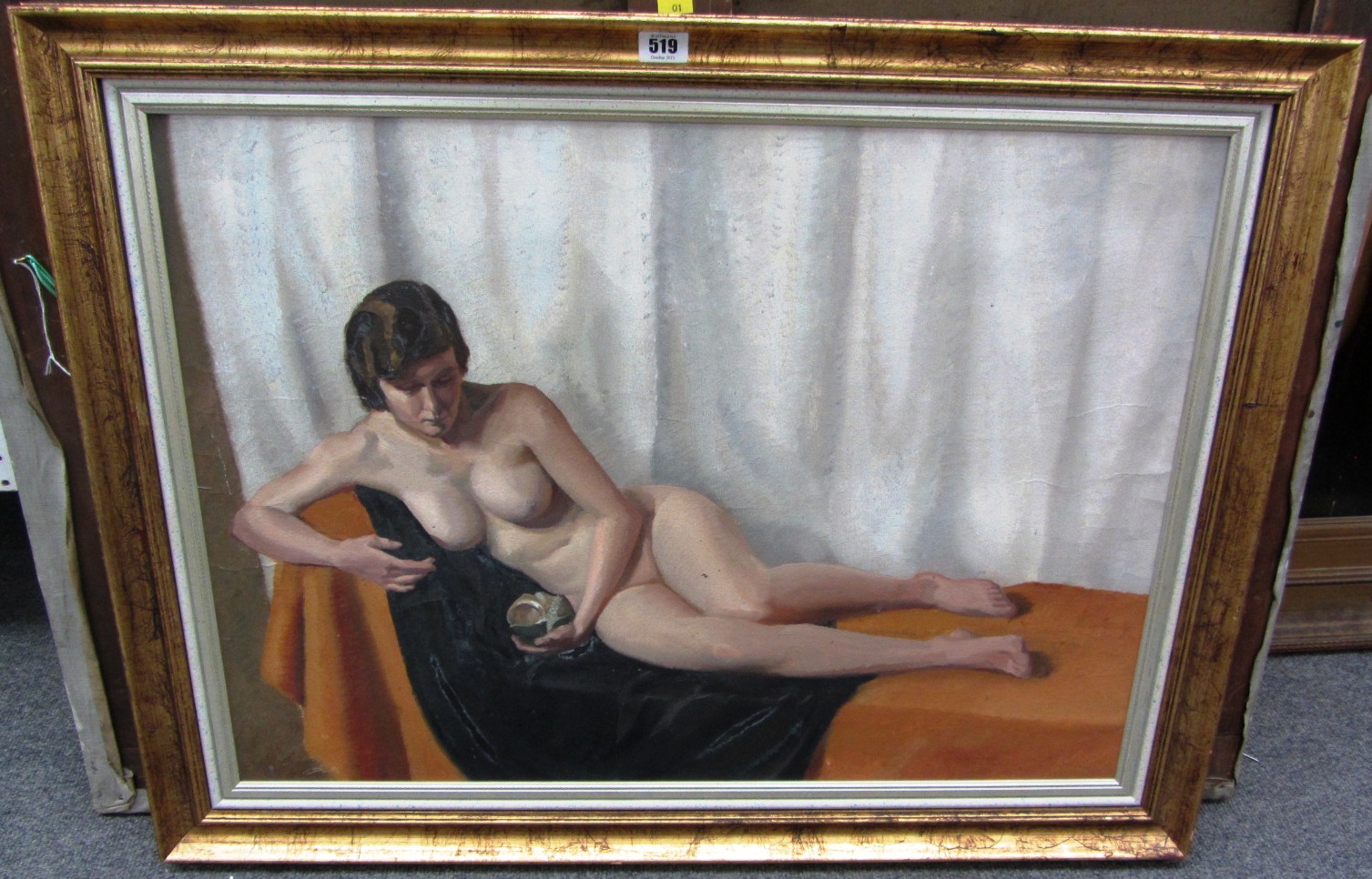 Appraisal: Continental School th century Reclining nude oil on canvas cm