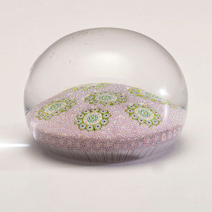 Appraisal: A Saint Louis Carpet-Ground Concentric Millefiori Glass Paperweight French Dated