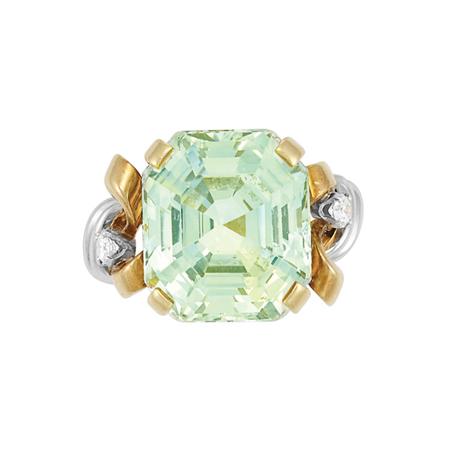 Appraisal: Gold Platinum Green Sapphire and Diamond Ring Estimate -