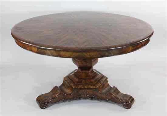 Appraisal: A Victorian mahogany circular breakfast table with radially veneered top