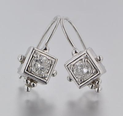 Appraisal: A Pair of Diamond Earrings k white golf earrings set