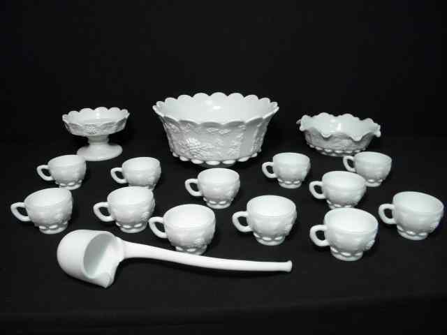 Appraisal: Westmoreland white milk glass punch bowl set center bowl and