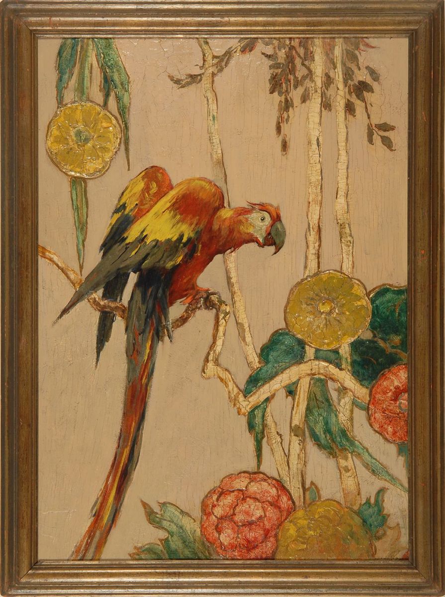 Appraisal: ART NOUVEAU PERIOD PAINTINGAmerican Early th CenturyThe Parrot depicting a