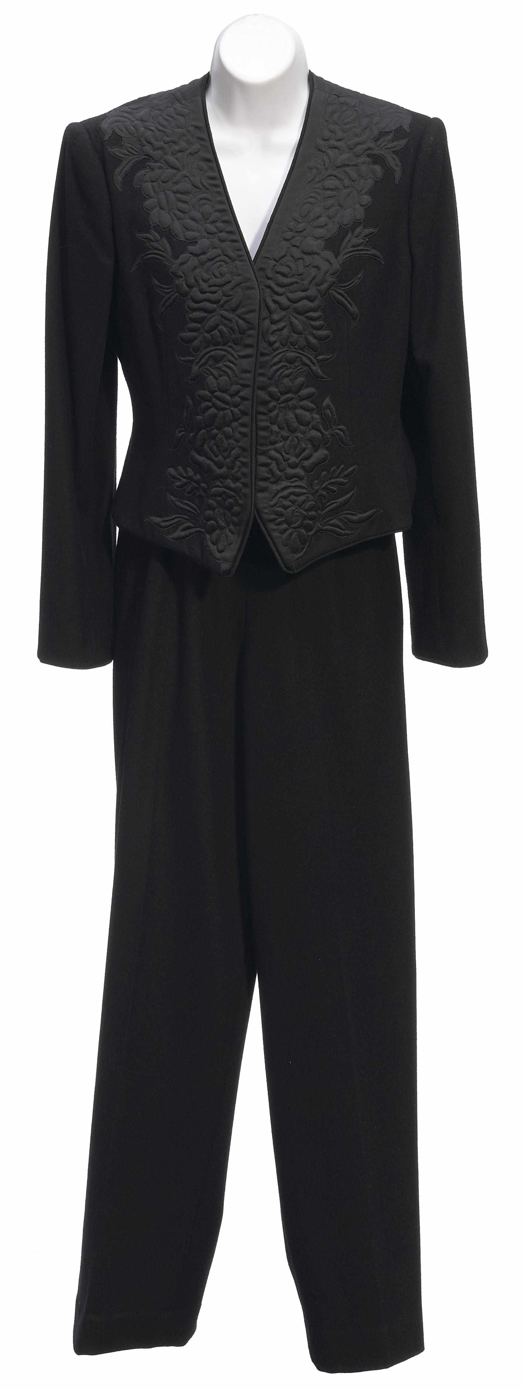 Appraisal: An Oscar de la Renta black wool and satin appliqu