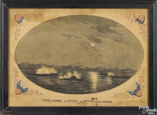 Appraisal: Watercolor depiction of the Naval Action at Anton Lizardo March