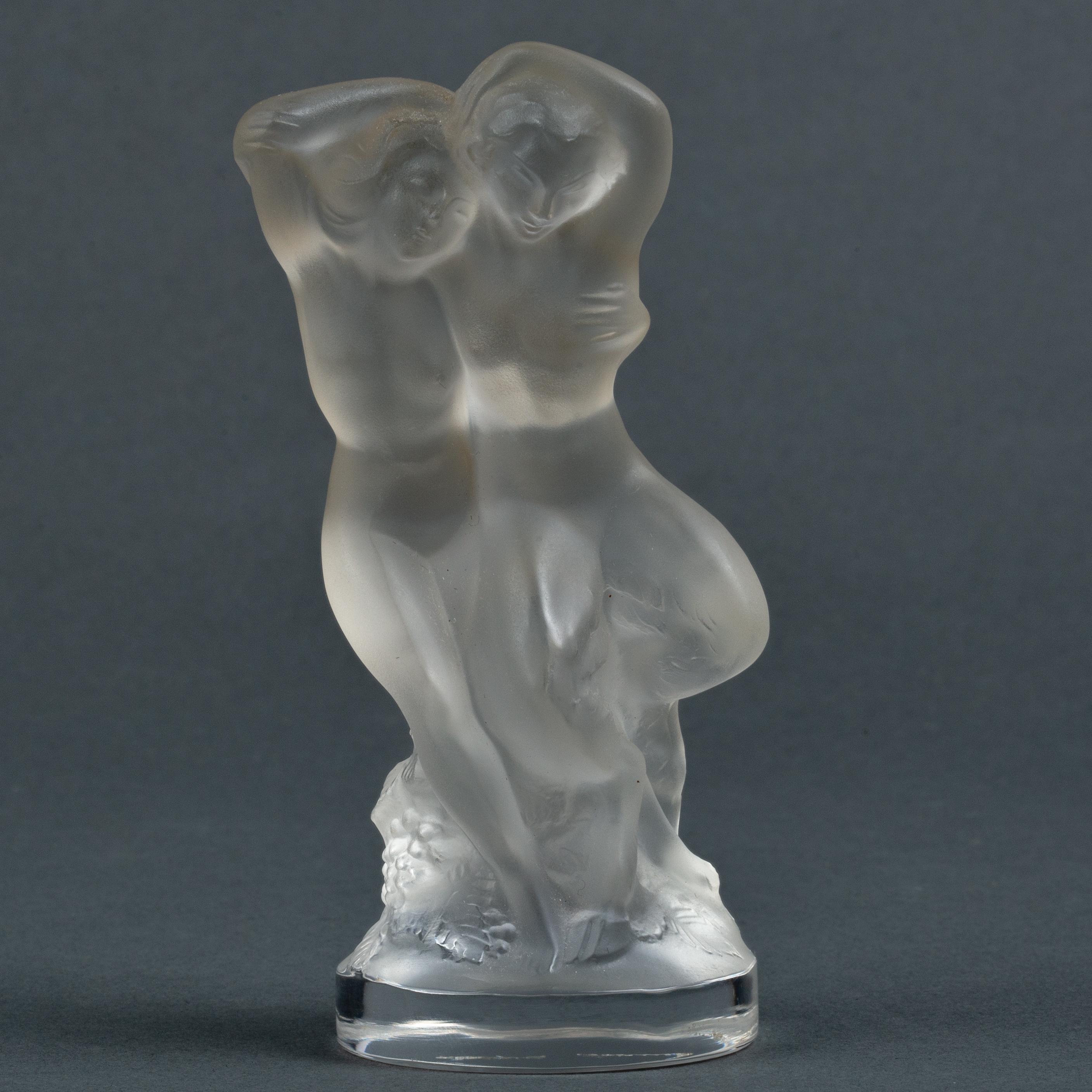 Appraisal: LALIQUE CRYSTAL PAN AND DIANA SCULPTURE A Lalique molded and