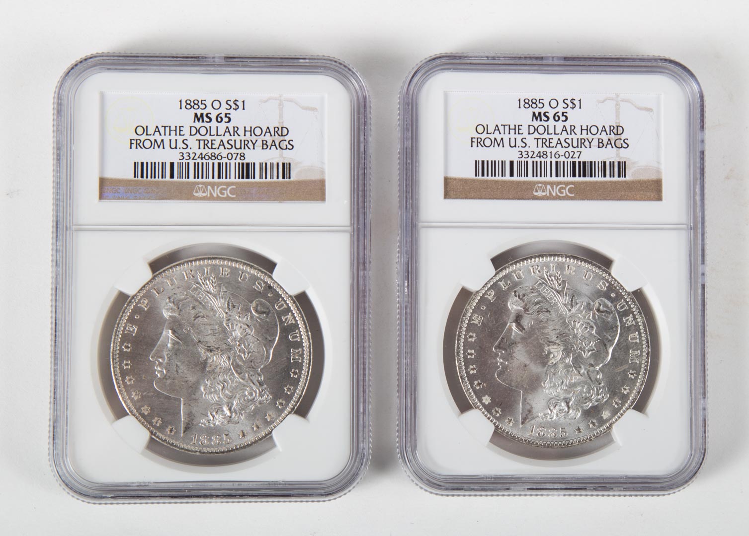 Appraisal: USA Morgan Dollars o Two Morgan Dollars o from the