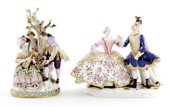 Appraisal: Meissen figural groupings th century one depicting young family seated