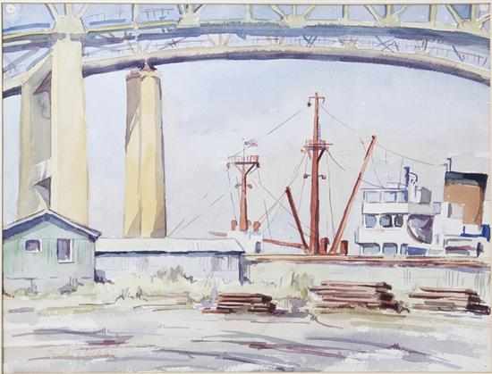 Appraisal: Zenobia Hateley Stockton South Carolina - CHARLESTON DOCKS watercolor unframed