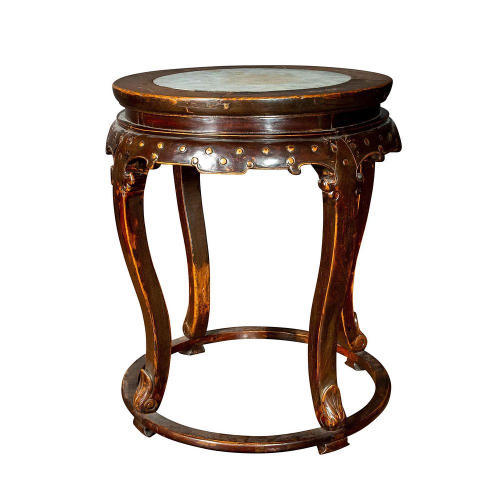 Appraisal: NORTHERN CHINESE WOODEN BRAZIER STAND Elm wood with oxblood lacquer