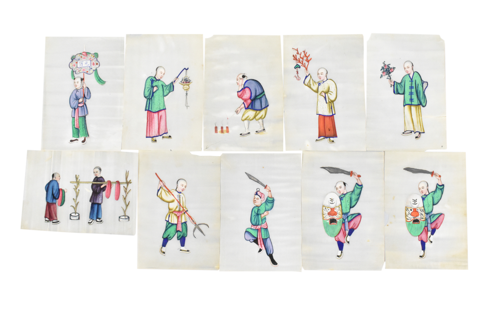 Appraisal: A group of Chinese pith paper paintings dating from the