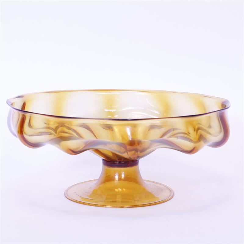 Appraisal: Martinuzzi Amber Soffiati Murano Art Glass Pedestal Center Bowl dia