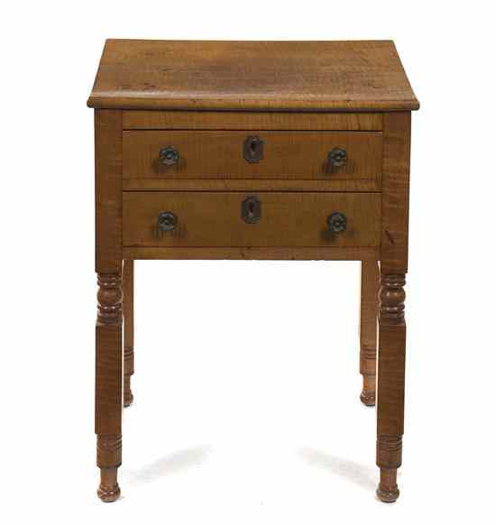 Appraisal: An American Tiger Maple Work Table having a rectangular top