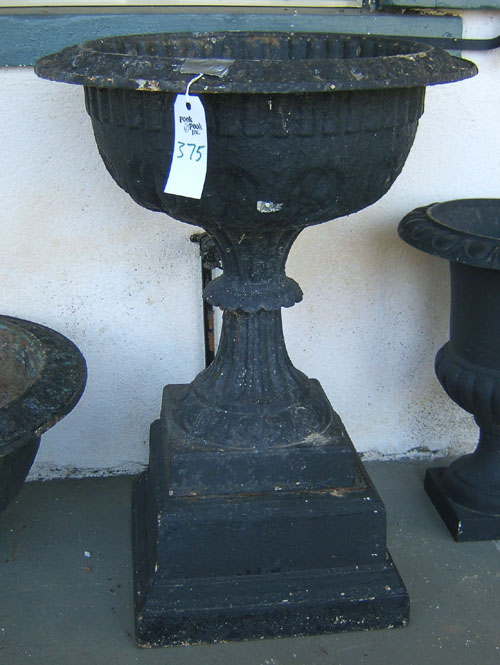 Appraisal: Pair of cast iron garden urns late th c h