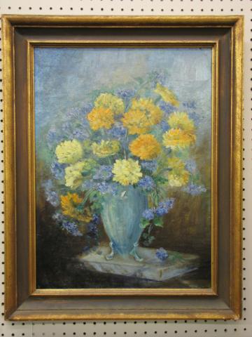 Appraisal: Unclearly signed x Oil on Board Signed Lower Left Floral