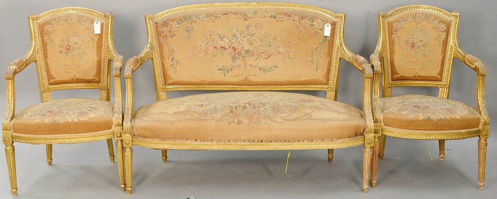 Appraisal: Three piece Louis XVI style salon set with canape and