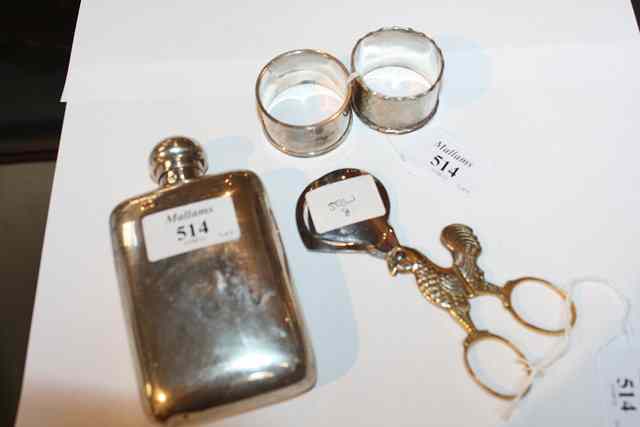 Appraisal: A SILVER HIP FLASK of plain rectangular form long London