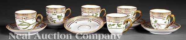 Appraisal: Six Royal Copenhagen Flora Danica Porcelain Demitasse Cups and Saucers