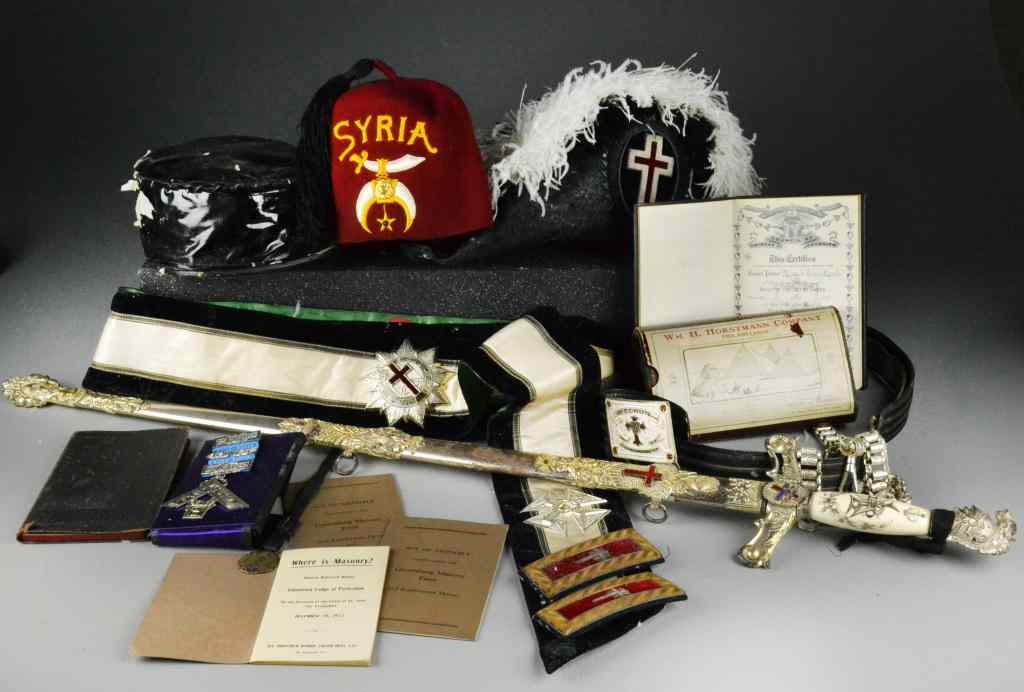 Appraisal: Large Grouping Of Military Regalia Ceremonial SwoConsisting of sword and