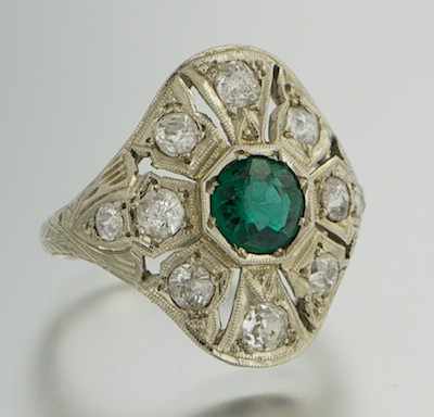 Appraisal: An Art Deco k Gold and Diamond Ring k white