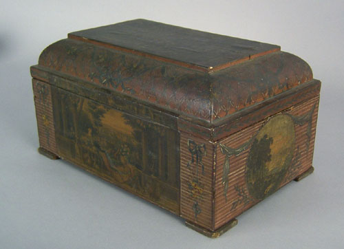 Appraisal: English lithograph and wallpaper covered dresser box th c h