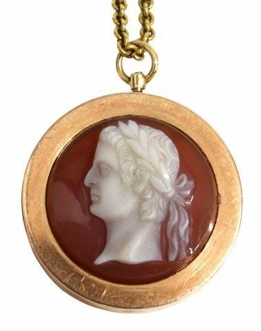 Appraisal: Estate cameo pendant Classical man in laurel wreath crown in