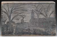 Appraisal: ANTIQUE CARVED WOOD PLAQUE OF TOWN The painted black carved