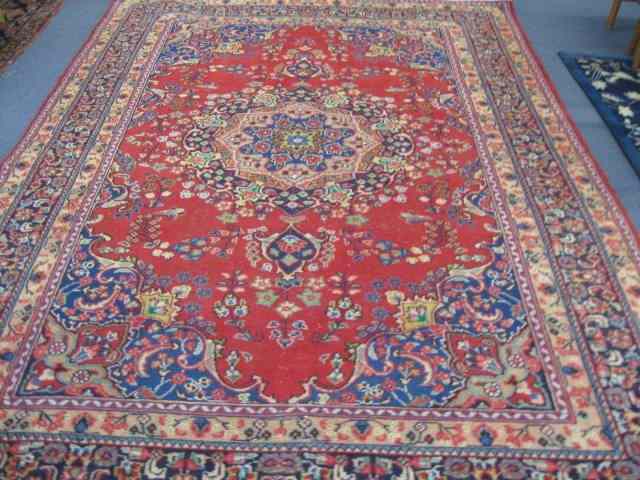 Appraisal: Mahal Persian Handmade Room Size Rug fancy floral red field