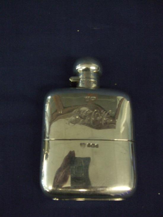 Appraisal: George V silver hip flask with detachable cup engraved with