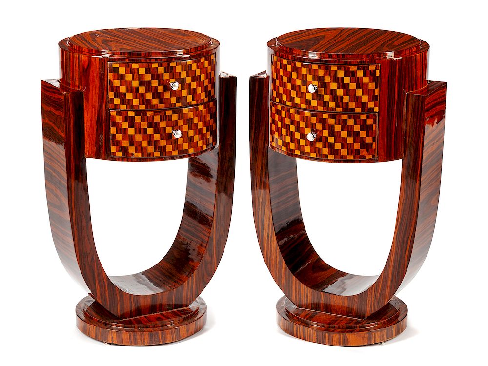 Appraisal: A Pair of Art Deco Style Side Tables A Pair