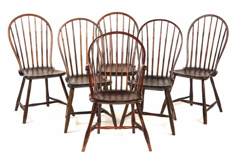 Appraisal: RARE SET SOUTHEAST MASS CHAIRS - Set of Six Bowback