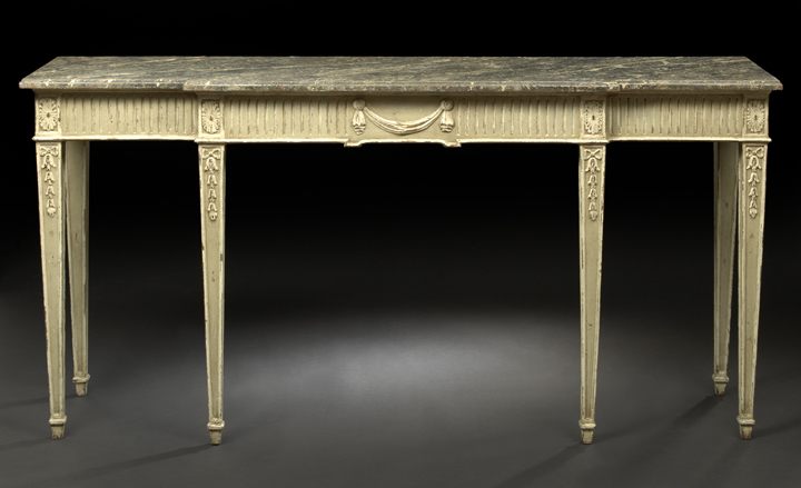 Appraisal: George III-Style Polychromed and Faux-Marbre Side Table fourth quarter th