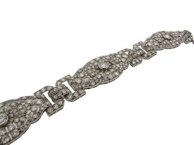 Appraisal: A French early th Century diamond bracelet The three pierced