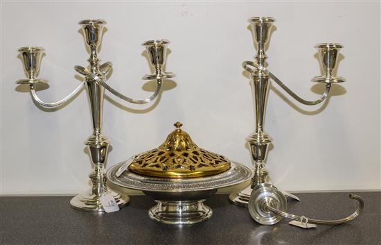 Appraisal: Sale Lot A Pair of Gorham Candlesticks and Covered Center