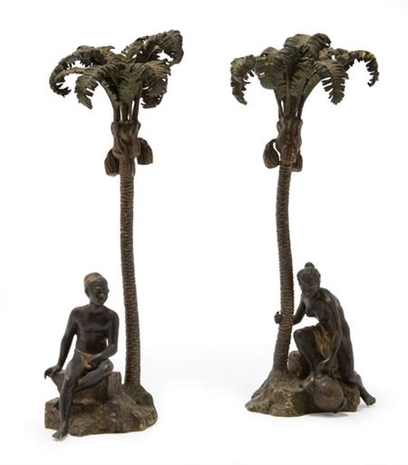 Appraisal: Pair of Austrian Cold Painted Bronze Table Decorations Estimate -